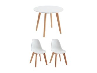 VENTE-UNIQUE.COM Conjunto de mesa y sillas pl&aacute;stico blanco