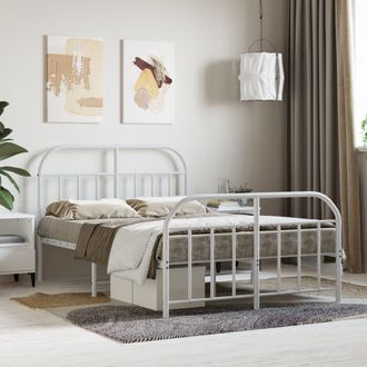 vidaXL Estructura Cama Sin Colch&oacute;n Con Estribo Metal Blanco 120x190 Cm Vidaxl