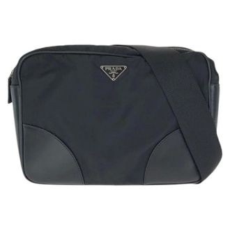 Prada Pre-owned Tessuto Nylon Leather Camera Bag - Heren - Pre-owned - Zwart - Maat: ONE Size Nylon