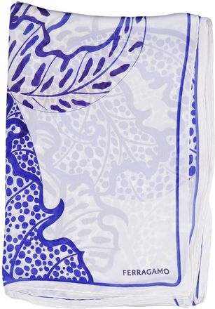 Ferragamo Foliage Print Silk Scarf