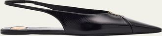 Saint Laurent Babylone Leather YSL Slingback Ballerina Flats