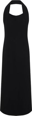 Carven Sjaal-gedetailleerde Cr&ecirc;pe Midi Jurk - Dames - Casual kleedjes - Zwart - XS - Leer - Kleedjes