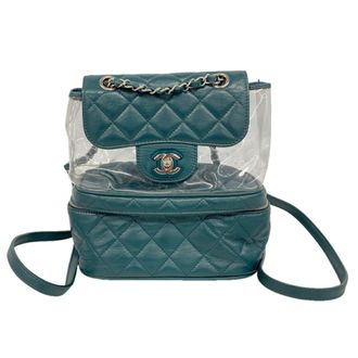 Chanel Green Leather Vinyl Backpack (Pre-Owned)