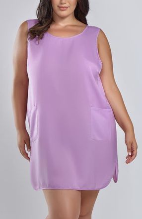 iCollection Satin Sleeveless Dress with Pockets in Purple at Nordstrom, Size 3X
