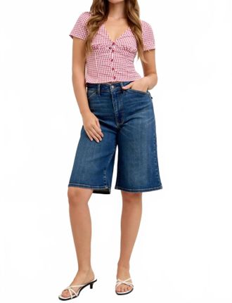 Judy Blue High Waist Jort Denim Short In Dark Wash Blue