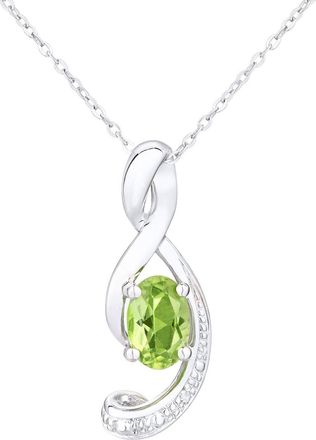 Jewelco London 9ct White Gold Diamond Oval 0.53ct Peridot Twist Necklace 18 - PP0AXL4418WPD