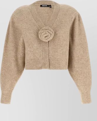 Rotate textured knit cropped v-neck cardigan
