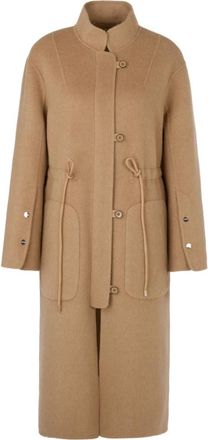 Marc Cain Luxe Jas - Dames - Mantel - Bruin - 2XL - Wol - Jassen