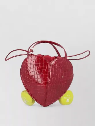Rotate mini bag heart shape croc texture handle strap