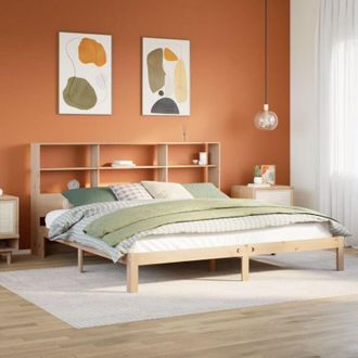 vidaXL Cama Con Estanter&iacute;a Sin Colch&oacute;n Madera Maciza De Pino 180x200cm Vidaxl