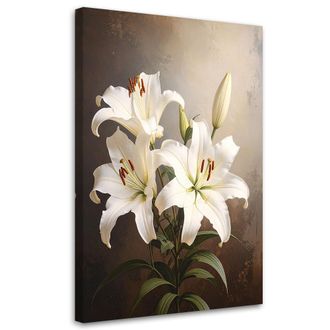 Feeby Cuadro En Lienzo, Lirios Blancos, Flores, Naturaleza, 80x120