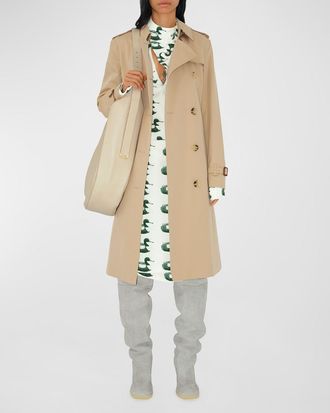 Burberry Kensington Organic Belted Double-Breasted Long Trench Coat