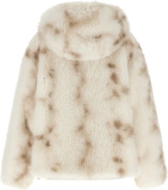 Herno Lynx-Effect Eco-Fur Bomber Jacket - Beige