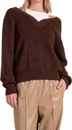 Elan Ashtin Sweater In Brown White