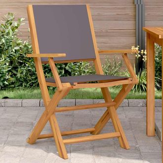 vidaXL Vidaxl - Sillas De Jard&iacute;n 2 Uds Madera Maciza Acacia Y Tela Antracita