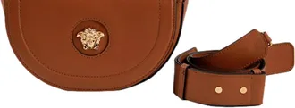 Versace Womens La Medusa Vitello Leather Half Moon Crossbody Bag In Summer
