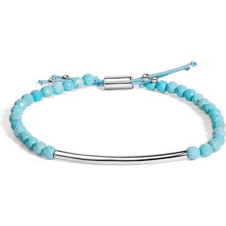 House of Brilliance Sterling Silver Turquoise Beads Station Bracelet with Bolo Clasp at Nordstrom