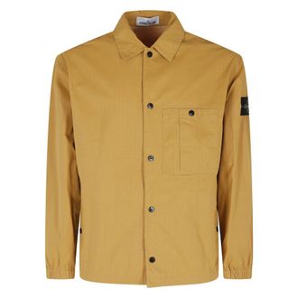 Stone Island Casual Shirts, male, Yellow, Size: M Double Coated Cotton Ripstop Shirt Jacket