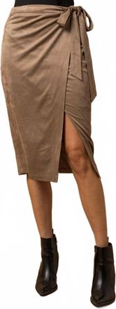 Gilli Suede Wrap Midi Skirt In Tan