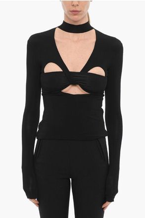 AMBUSH Long Sleeved Halterneck Top with Cut-Out Details size Xs