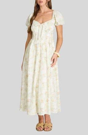 Blu Pepper Floral Corset Midi Dress in Light Olive Multi at Nordstrom Rack, Size Medium