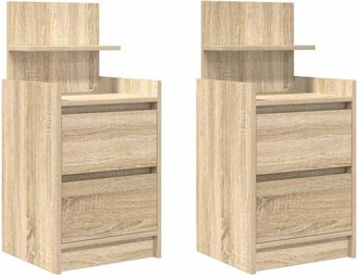 vidaXL Vidaxl - Bedside Cabinets with 2 Drawers 2 pcs Sonoma Oak 38x34x80 cm