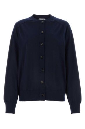 Bottega Veneta Navy Blue Stretch Linen Blend Cardigan