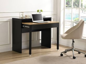 Vente-Unique Extendable Console Desk With 2 Drawers - Black & Natural - LOAVIA
