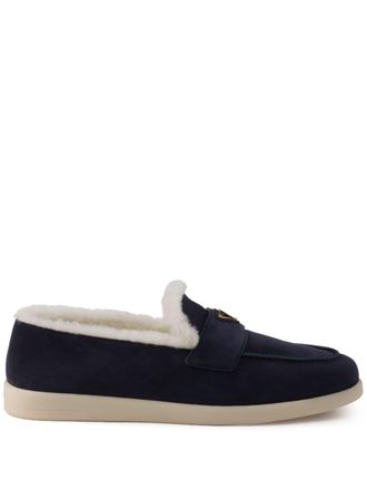 Prada suede loafers - men - Sheep Skin/Shearling/Suede/Rubber - 7.5 - Blue