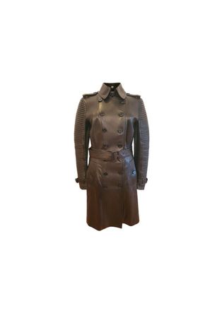 Burberry Long Lambskin Biker Trench Coat Size S