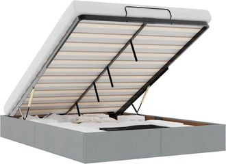 vidaXL Estructura Cama Otomana Sin Colch&oacute;n Tela Gris Claro 140x190 Cm Vidaxl