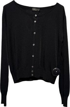 Roberto Collina Zwarte Coreana Cardigan Lichtgewicht Essentieel - Dames - Vesten - Zwart - L - Truien & Vesten
