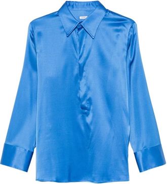 Covert Overhemden, Dames, Blauw, M, Blauwe Sweater met Kraag