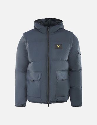 Lyle & Scott Mens Lyle & Scott 2 in 1 Ripstop Navy Blue Puffer Jacket - Size: Regular/34
