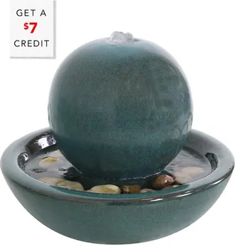 Sunnydaze Indor Tabletop Fountain Orb Design Ceramic Interior Water Feature With $7 Credit