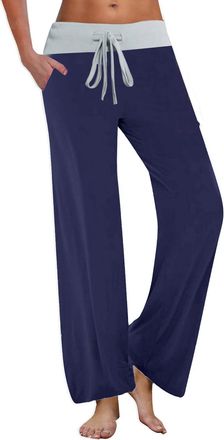 Generic Womens Wide Leg Joggers Elasticated Waist Lounge Pants Ladies Stretchy Activewear Trousers Jogging Bottoms with Pockets Casual Loose Fit Plain Drawstr