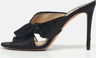 Jimmy Choo London Black Satin Keely Slide Sandals