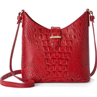 Brahmin Small Gwynne Croc Embossed Leather Crossbody Bag in Salsa at Nordstrom