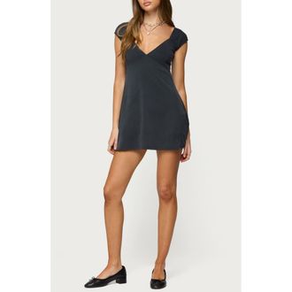 Edikted Sarona V-Neck Romper in Dark-Gray at Nordstrom, Size X-Small
