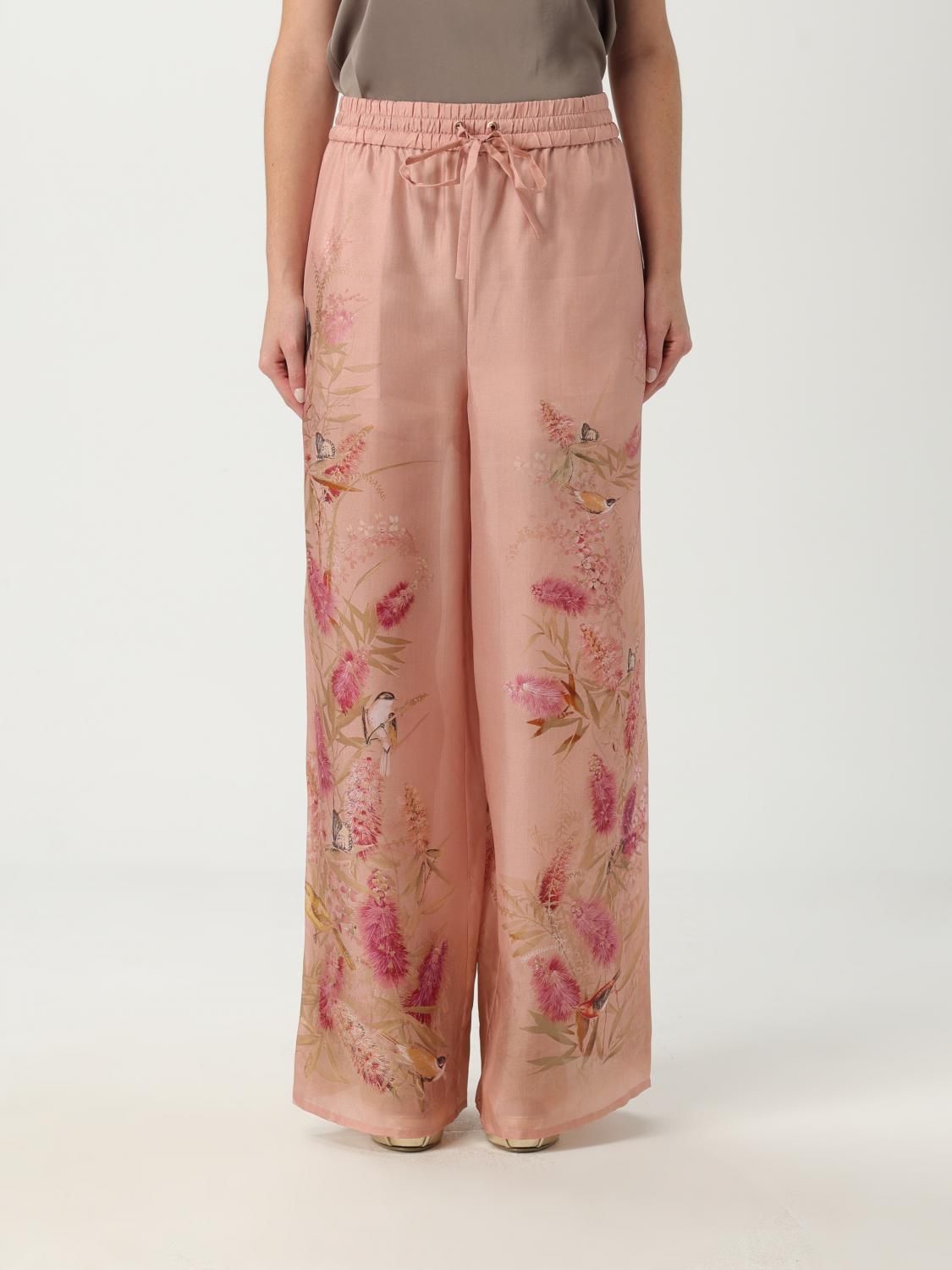 パンツ ZIMMERMANN Woman Pants Pink 3254PSS255 PNKBOTFLO Illuminate Linen Wide Leg Pant Pink Online | Zimmermann