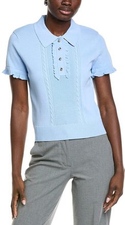 English Factory Ruffle Placket Knitted Top