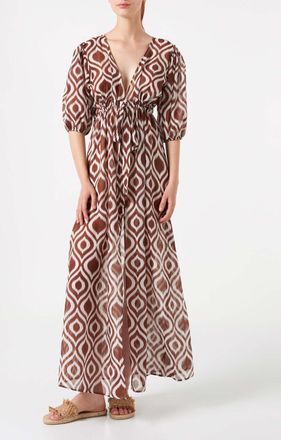 MC2 Saint Barth Cotton And Silk Long Beach Dress Bliss With Ikat Print