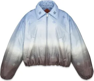 MCM Gradation Monogram Ripstop Nylon Jacket in Della Robbia Blue at Nordstrom, Size Medium