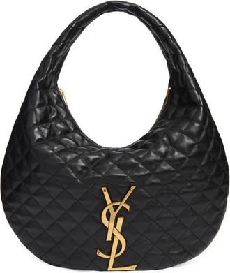 Saint Laurent Icare Quilted Leather Hobo Bag in Noir at Nordstrom
