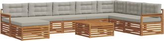 vidaXL Conjunto De Sof&aacute;s De Exterior 9 Uds. Gris Natural Y Claro Vidaxl