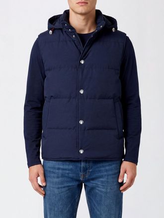 Eleventy Padded Wool Blend Gilet with Hood and Snap Closure