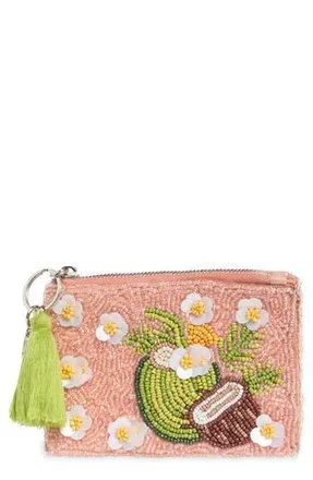 Collection XIIX Beaded Coconut Zip Pouch in Coral Multi at Nordstrom Rack