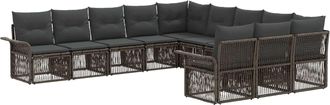 vidaXL Conjunto De Sof&aacute;s De Jard&iacute;n 11 Uds. Gris Rat&aacute;n Sint&eacute;tico Vidaxl