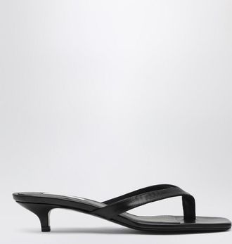 Toteme Black thong sandal with heel in leather