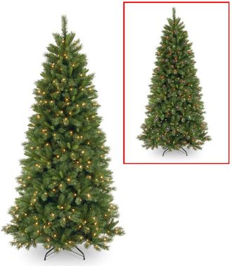 National Tree Company 7.5Ft Lehigh Valley Pine Slim Hinged Tree With 450 Lights